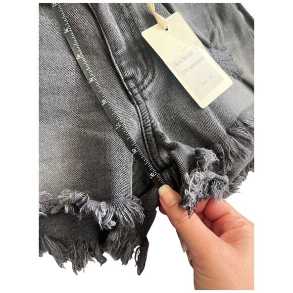 LTJ Frayed hem black denim shorts XS NWT - Picture 8 of 8